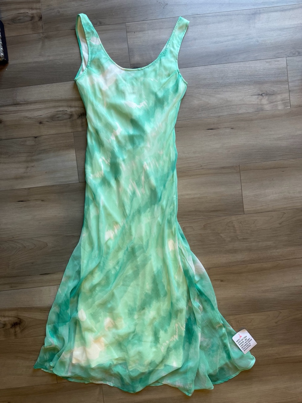 Light Green Tie-Dye Slip Dress